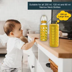 Safe-O-Kid Silicone Insulated Feeding Bottle Cover Yellow - Fits to 250 ml Bottle image 4