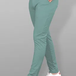 combraided Men Slim Fit Green Lycra Blend Trousers image 3