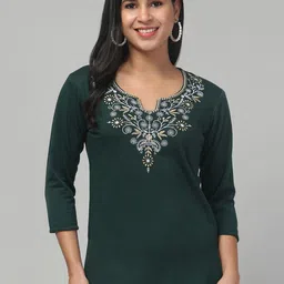 FAMBEE Women Embroidered Thread Work Woollen Kurta-picture-10