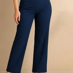 NUCOUTHS Women Relaxed Straight Fit High-Rise Trousers-image-52