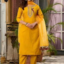 HERE&NOW Women Regular Kurta with Trousers & With Dupatta-picture-39