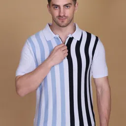 Dzant Men Striped Polo Collar Pure Cotton Flyknit T-shirt-picture-44
