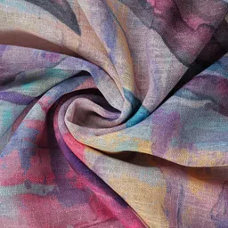 HOMADORN Multicoloured & White Set of 2 Floral Sheer Door Curtain image 3