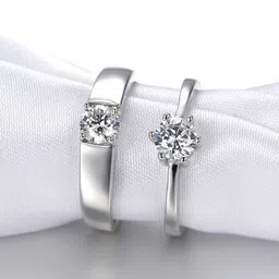 Thrillz Unisex Set Of 2 Silver-Plated Crystal-Studded Adjustable Finger Rings-picture-37