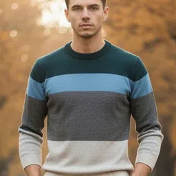 Mast & Harbour Men Colourblocked Striped Long Sleeves Casual Pullover Sweaters-picture-26