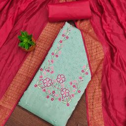 Panzora Floral Embroidered Thread Work Unstitched Dress Material-picture-23