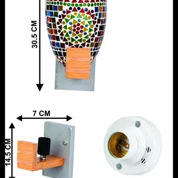 1ST TIME Multicoloured & Multicoloured Textured Wood Traditional Frustum Shaped Wall Lamp image 2