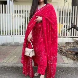 Growdamy Women Ethnic Motifs Printed Regular Kurta with Trousers & With Dupatta-picture-20