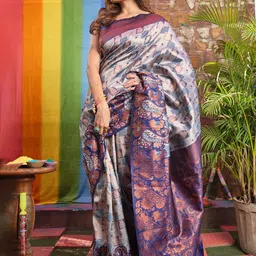Areca Designer Floral Zari Pure Silk Banarasi Saree-image-13