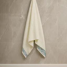 Portico Cream & Green Geometric Printed Cotton 150 GSM Bath Towel-picture-19
