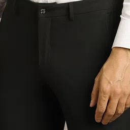 Louis Philippe Men Slim Fit Mid Rise Front Flats Formal Trousers image 3