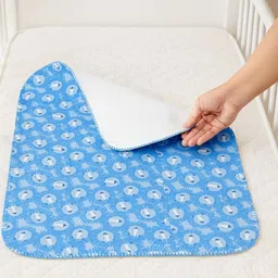mothercare Blue & White Polyester Water Resistant Mattress Protector image 3