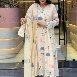 KALINI Women Printed Regular Kurta with Palazzos & With Dupatta image 3