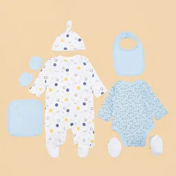 Pantaloons Baby Infant Boys 7-Piece Printed Pure Cotton Baby Apparel Gift Set image 4
