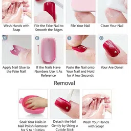 The Pink Truck Set Of 48 Artificial Reusable Hand & Toe Nail With Glue Black Heart & Pink image 3