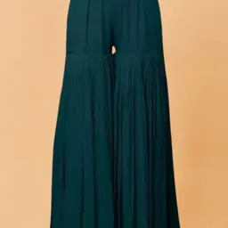 PARROT CREATION Chevron Embroidered Georgette A-Line Kurti With Sharara And Dupatta image 4