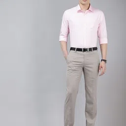 park avenue Men Slim Fit Grey Polyester Trousers image 4
