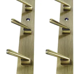 docoss Pack of 2 Deluxe AntiqueBrass 6 Pin Metal Cloth Hangers for Wall,Hanging Clothes Hook Rail 6-picture-13