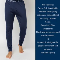 HOSIERY HEIGHTS Winter Bottom Inner Wear Cotton Blend Stretchable & Comfortable Men Pyjama Thermal image 3