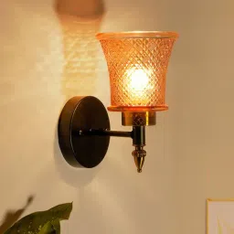 kapoor lampshades Gold Gunnislake Single Light Glass & Metal Wall Light-picture-26