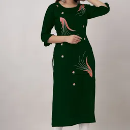 sehrish store Women Embroidered Viscose Rayon Straight Kurta image 2