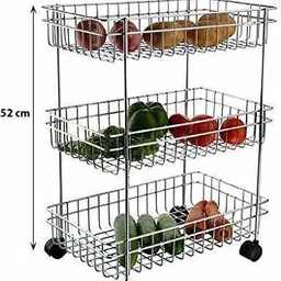 mapletex 3 Layer stainless steel Portable Modern Fruit and Vegetable Stand Basket Stainless Steel Fruit & Vegetable Basket image 5