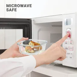 treo All Fresh Glass Tiffin Set of 2, 320ml Each | Leakproof | Microwave & Oven Safe 2 Containers Lunch Box image 4
