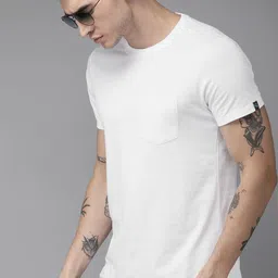 Roadster Men White Solid Round Neck Sustainable Greenturn Organic Cotton T-shirt-picture-13