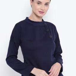 Belle Fille Women Navy Blue Solid Winter Top-picture-29