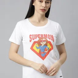 BRATMA Women White Printed Round Neck  Holi T-shirt-image-29