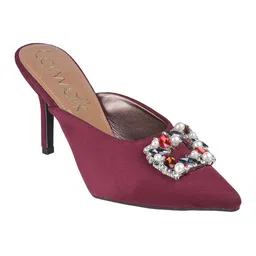 Catwalk Women Suede Slim Pointed Toe Heeled Mules-picture-22