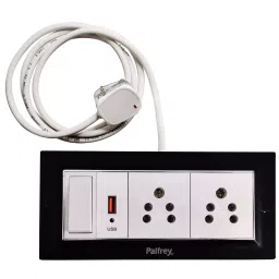 Palfrey Black Electric Extension Board - 5A + 5A + 1 USB Socket with Master Switch and Heavy Duty 8 Meter Wire (Black Color) image 2