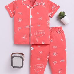 Clt.s Unisex Kids Typography Printed Shirt Pyjamas Night suit-picture-0