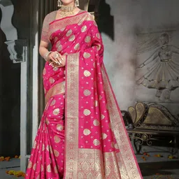 KCPC BANDHANI Women Pink Bandhani Saree image 5
