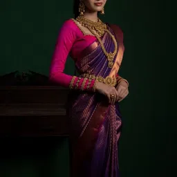 CaniBani Woven Design Zari Silk Blend Handloom Banarasi Saree image 5