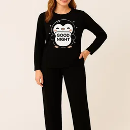 GAB Women Graphic Printed Pure Cotton T-Shirt & Pyjamas Night Suit-picture-17