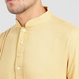KISAH Men Beige Solid Straight Kurta image 2