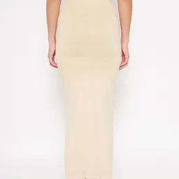 Clovia Women Beige Solid Knitted Saree Shapewear image 5