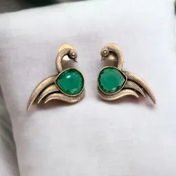 VIVAZS Peacock Shaped Studs Earrings-image-2