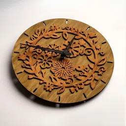 QEZNEF Brown Solid Geometric Traditional Wall Clock image 4