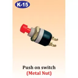 Kundip 2 A Red Metal Nut Push On Switch, K-15 image 2