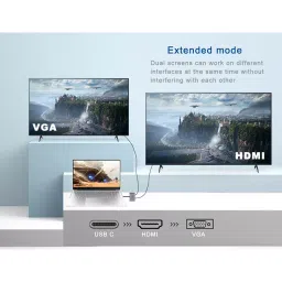 Mak World 2-in-1 USB Type C Thunderbolt 3 to HDMI & VGA Converter 4K/2K@30 Hz, Grey image 4