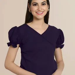 Mast & Harbour Women Pack of 2 Solid Puff Sleeves Regular Top image 3