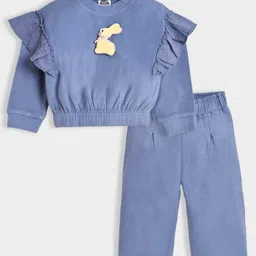 Mi Arcus Knit Full Sleeves Bunny Applique Detailed Top & Pant Set - Blue-picture-38