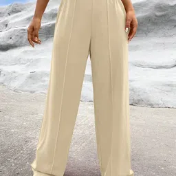 Selvia Women Relaxed Straight Leg High-Rise Easy Wash Pleated Trousers-image-98