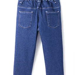 Babyhug Full Length Denim Washed Jeans with Stretch - Dark Blue image 2