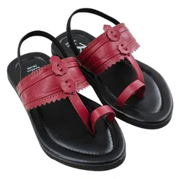 The Madras Trunk Design Detailed Kolhapuri Chappal - Black & Maroon image 3