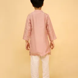 The Mom Store Cotton Woven Full Sleeves Solid Kurta Pyjamas Set - Pink image 3