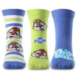 Cute Walk by Babyhug Disney Ankle Length Anti-Bacterial Chip N Dale Graphics Socks Pack of 3 - Multicolour image 3