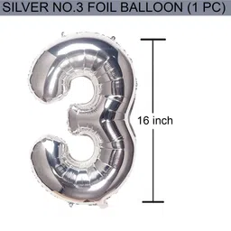 Decor Mantra 16 inch 3 number foil balloon perfect for birthday decoration and special occasions - Silver - Pack of 1 image 3